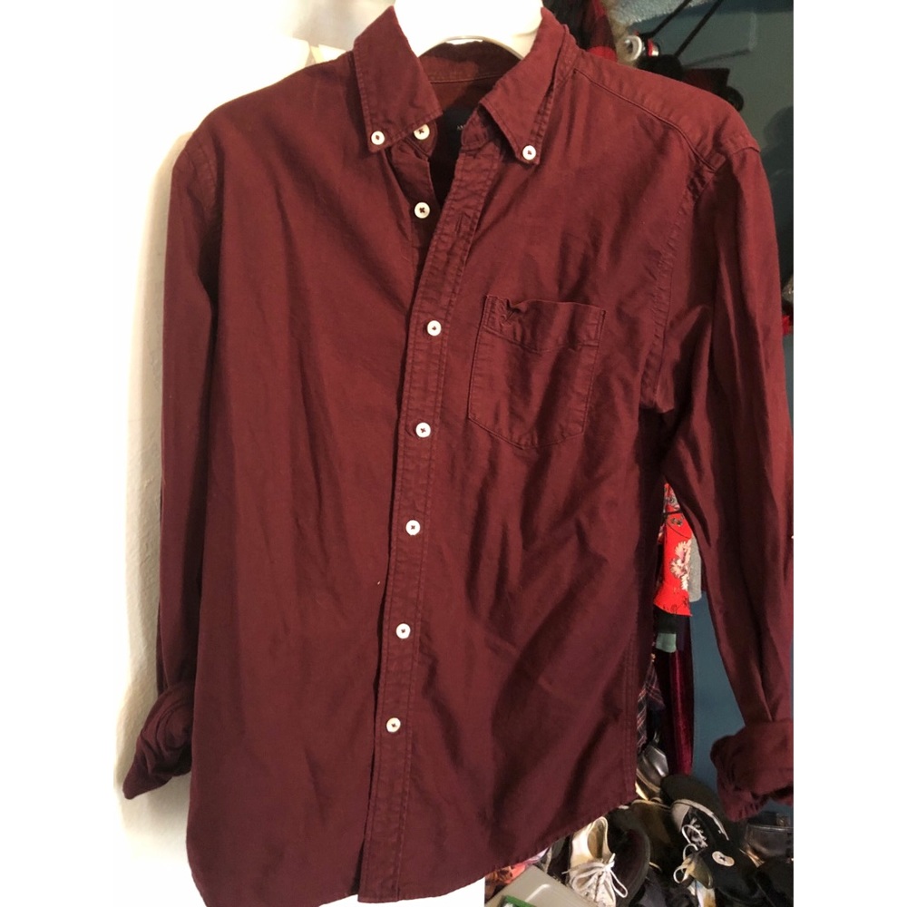 American Eagle Red Oxford Button Down